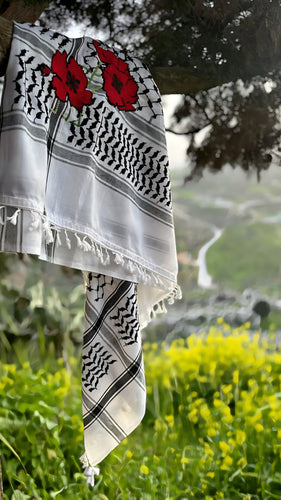 Brodert Skjerf fra Nablus i bomull ,håndlaget .